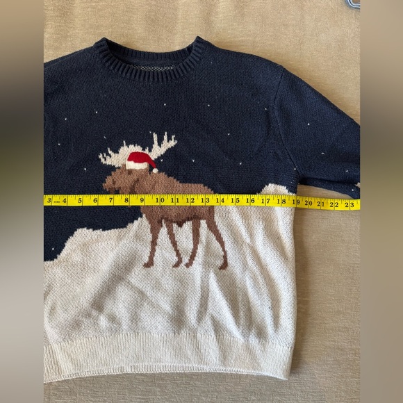 Abercrombie Kids Holiday Moose Crew Sweater Navy Christmas Knit Size 13/14 - Picture 8 of 10